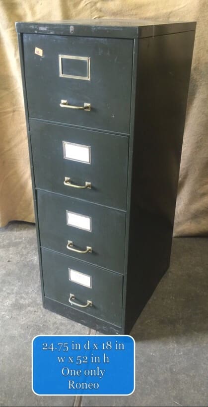 Thof032 Roneo Dark Green Metal Filing Cabinet Trevor Howsam Limited