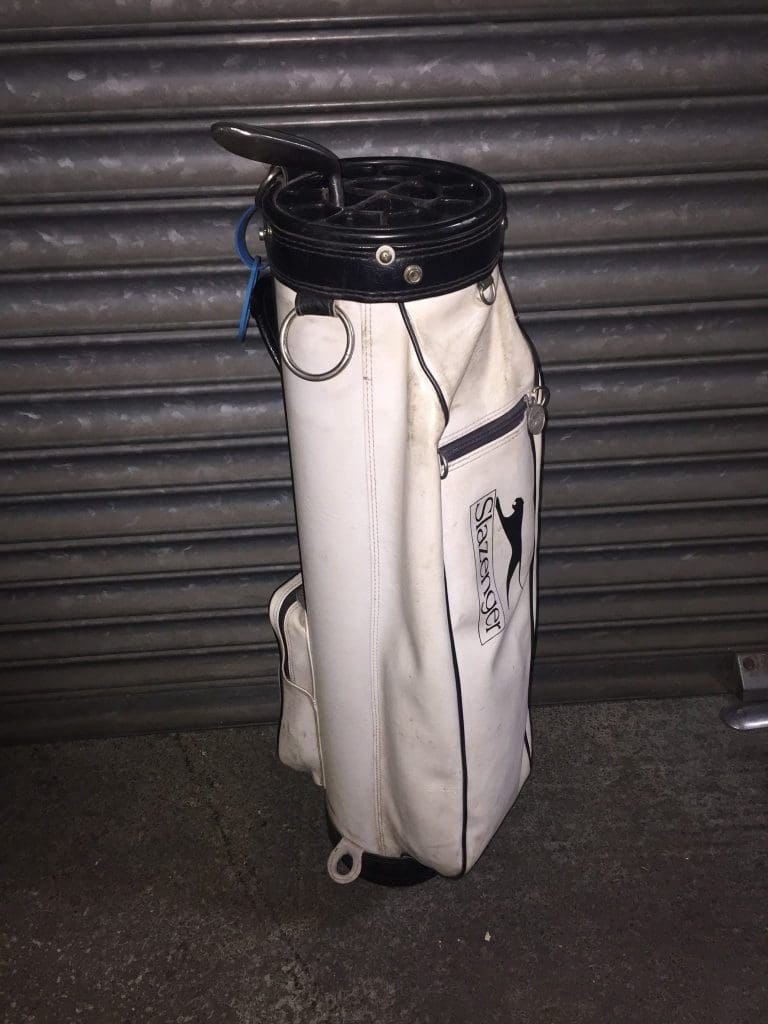 Golf Boston Small Top Handle Bag in Raffia, Silver Hardware